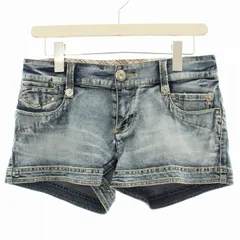 バーバリーブルーレーベル BURBERRY BLUE LABEL ショートパンツ デニム ジップフライ USED加工 裏地チェック 38 青 ブルー E1R33-171-24 /KU