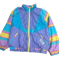 ナイロンジャケット　Lサイズ　US古着　マルチカラー　レトロデザイン　ヴィンテージ