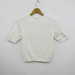 オペークドットクリップ セーター トップス 半袖 ケーブルニット オーガニックコットン レディース 36/Sサイズ 白 OPAQUE.CLIP 【中古】