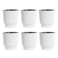 ideamall 植木鉢 プラスチック 観葉植物 プランター ポット ホワイト ６点セット (Small) [Small]