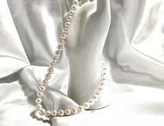 年末年始特売！照り巻きオーロラ花珠クラス　花珠真珠8 -8.5㍉ネックレス　鑑別付