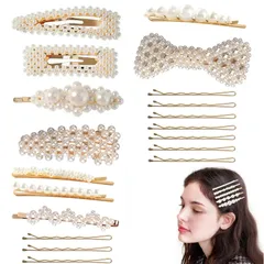 【在庫セール】19本セット 髪留め 髪飾り ヘアピン おしゃれ 女の子 ガールズ パール トレンド 小物 髪束ね ヘアクリップ 前髪 髪飾り 結婚式 サムコス 入学式 卒業式 パーティレディース用