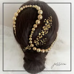 【数量限定】金箔付ワイヤー入りボールチェーン❤︎ゴールド　髪飾り卒業式成人式