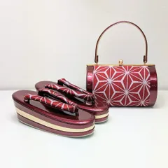 和装 草履バッグセット 帯地 赤 ワイン 3枚芯 フリーサイズ k15-16