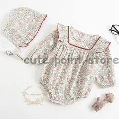 キッズ ベビー服 ロンパース 赤ちゃん 花柄 女の子 66cm 73cm 80cm 90cm 100cm ロンパース＋帽子２点セット夏服 かわいい 姉妹 韓国子ども服 涼しい