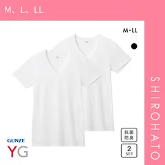 【SHIROHATO公式】【正規品・新品】グンゼ YG ドライタッチ 鹿の子 Vネック Tシャツ 2枚セット メンズ インナー クール GUNZE ワイジー(M、L、LL)