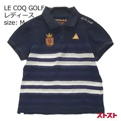 LE COQ GOLF ルコックゴルフ 半袖ポロシャツ ボーダー柄 ネイビー系 M [240001888274]#