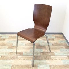 中古 シンプル 待合 イス ブラウン 2台在庫 木製
