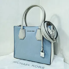 マイケルコース MICHAEL KORS MERCER ショッパートート クロスボディ マーサー ミニバッグ 2way ハンドバッグ クロスボディ ショルダーバッグ バイカラー ライトブルー ホワイト 1773896e20250915