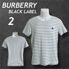 BURBERRY BLACK LABEL バーバリーブラックレーベル メンズ Tシャツ 2 半袖カットソー 刺繍ロゴ D1P13-712-04 三陽商会 ボーダー  ホワイト系 マルチカラー (F028)★