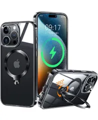 ★ZapNet iPhone 16 Pro Max用 クリア ケース Magsafe 対応 [定点スタンド・超絶安定性][本体を再現・極透明]ストラップホール付き マグセーフ