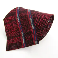 シャルル・ジョルダン ブランド ネクタイ シルク ライン柄 チェック柄 ドット柄 PO メンズ レッド CHARLES JOURDAN 【中古】