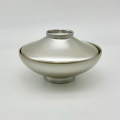 【未使用】🗻 銀彩富士型煮物椀 🗻 1客　銀色の漆器  お正月　汁椀　お椀