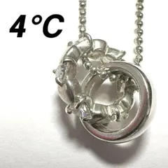 ヨンドシー　4℃　ネックレス　STERLING　透明石　シルバー　ハート