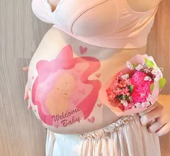 マタニティフォトシール ベリーペイント タトゥーシール 練習用シール付　C