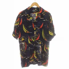 ポロ バイ ラルフローレン Polo by Ralph Lauren アロハシャツ 半袖 総柄 レーヨン シャツ LL ネイビー 紺 /☆G