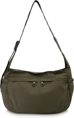 MT's SHOP ショルダーバッグ ポシェット レディース 軽量 薄生地 ナイロン シワ加工 タブレット 斜めがけ 肩掛け 通勤 SH416(モスグリーン)