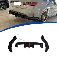 送料無料 BMW M3 G80 G82 2021-2025年式対応 3分割タイプ LED付リアディフューザー スポーティデザイン バンパー ガーニッシュCYB171本日限定