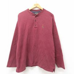 XL/古着 ラルフローレン チャップス 長袖 ブランド Tシャツ メンズ 80s ワンポイントロゴ コットン ヘンリーネック エンジ 25may21 中古