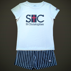 セントクリストファー  STC  テニス  ウェア  シャツ  ショートパンツ  上下セットアップ  Мサイズ  中古美品  白紺