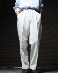 1990s George 2tuck wide-straight linen slacks écru 90年代 リネン 2タック ワイド スラックス ダブル 白系 W34
