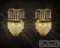 新商品 NEW 熊手 シャンデリア 壁掛 2個セット 金メッキ 16面 オクタゴン 金華山 サロンバス 男の城 レトロ デコトラ 当時物 C0692S