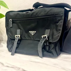 PRADA プラダ　ショルダーバッグ　ナイロン×レザー　ダブルベルト　黒
