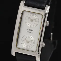 【未使用タグ付き】FOSSIL メンズ腕時計 スクエア 黒レザー 電池式 箱なし 未使用タグ付き】FOSSIL メンズ腕時計 スクエア 黒レザー 電池式