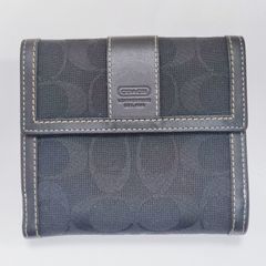 美品★コーチ COACH Wホック 二つ折り財布 シグネチャー ブラック 6K06