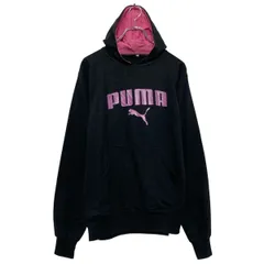 PUMA プリント スウェット パーカー プーマS ブラック プルオーバー 古着卸 アメリカ仕入 a609-6270