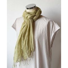 【草木染：サラッとやさしいリネンストール】コモンマロー|手染め｜日本製｜L-sizeのサムネイル