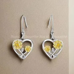 ピアス 向日葵 ヒマワリ ハート シルバー 銀 レトロ 可愛い 個性的 レディース ジュエリー 大人かわいい デイリー ガーリー フェミニン イベント パーティー