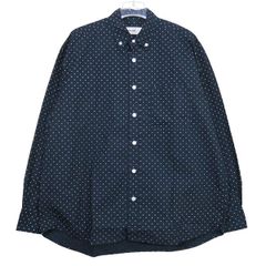 everyone エブリワン DOT BUTTON DOWN SHIRT EV24-SH08 ドット ボタン ダウン シャツ ネイビー ロングスリーブ 長袖 サイズL augk