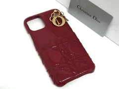 ■美品■ ChristianDior ディオール レディディオール カナージュ パテント iPhone11 Pro 対応 アイフォンケース ボルドー系 FP4728