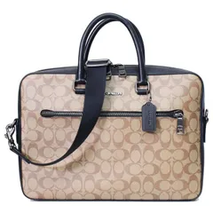 コーチ メンズ バッグ COACH コーティングキャンバス レザー シグネチャー イーサン ブリーフ バッグ スリム 2WAY ビジネス キャリーフック ショルダーバッグ カーキ×ブラック CR270