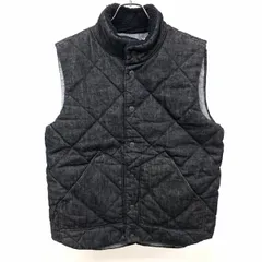 【中古】[印象AB] GAP ギャップ ベスト / ジャケット メンズ M ネイビー 紺 綿100% 無地 ロングテール 中綿 ドットボタン留め デニム キルティング ハイネック 襟の内側がボア生地のサムネイル
