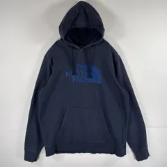 古着 ザ・ノースフェイス THE NORTH FACE パーカー プルオーバー フーディ スウェット ビッグロゴプリント L  ネイビー メンズ