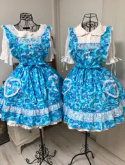 ★ ．Ｍ ★たゆたう泡沫★ミニ丈★お袖とめ付★マリンブルー★エプロンドレス★タブリエ★RIRZ.M★