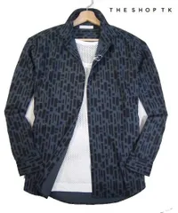 ※月351新品▼薄手素材 タケオキクチ THE SHOP TK プリント 長袖シャツ 【 M 】 総柄デザイン シャツ ドライポリ素材 吸水速乾 ブルー系