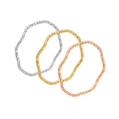 ステンレス リング アレルギー対応 サージカル 316L つけっぱなし キラキラ 多面カット ウェーブ ゴールド シルバー 華奢 1mm 重ね付け