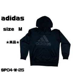 ★美品★ adidas フード付きパーカー　トップス ポリエステル100％ ブラック 送料無料 古着