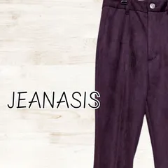 USED JEANASIS スリムパンツ ヌバックライクフレア パープル色 スリット スエード調 Sサイズ ジーナシス 紫色 古着 レディース