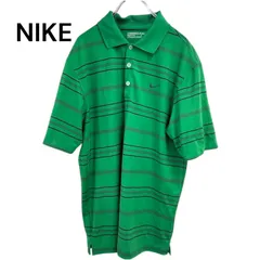 ♪ NIKE GOLF ナイキゴルフ 半袖ポロシャツ グリーン系　ストライプ柄 Lサイズ 緑 ゴルフウェア トップス