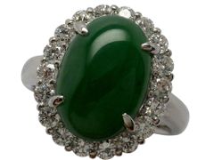 翡翠 ダイヤモンドリング Pt900 11.4g 12.5号 GRJソーティング付き　Jewelry Jade4.70ct Dia1.01ct Ring
