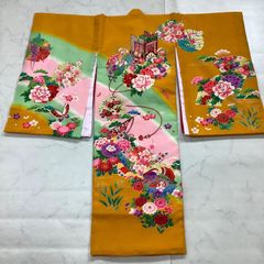 七五三 着物 祝い着 黄色 花柄 華やか 7歳 お正月 ひな祭り - メルカリ