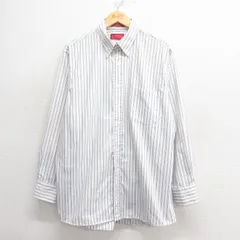 XL/古着 長袖 シャツ メンズ オックスフォード ボタンダウン 薄紺他 ネイビー ストライプ 25may29 中古 トップス