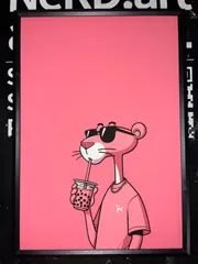 ピンクパンサー　パロディアート　額付き