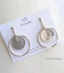 3color big hoop pierce/earring(Beige)ピアスイヤリン