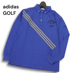 adidas GOLF アディダス ゴルフ 通年 3本ライン★ ロゴ刺繍 長袖 ボタンダウン ポロシャツ Sz.O メンズ 大きいサイズ