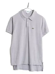 【お得なクーポン配布中!】 80s USA製 ラコステ 鹿の子 半袖 ポロシャツ メンズ L / 古着 80年代 ヴィンテージ LACOSTE 半袖シャツ ワンポイント ワニ刺繍 コットン 灰